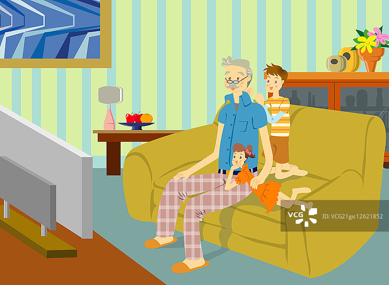 三代家庭,插画,图片素材