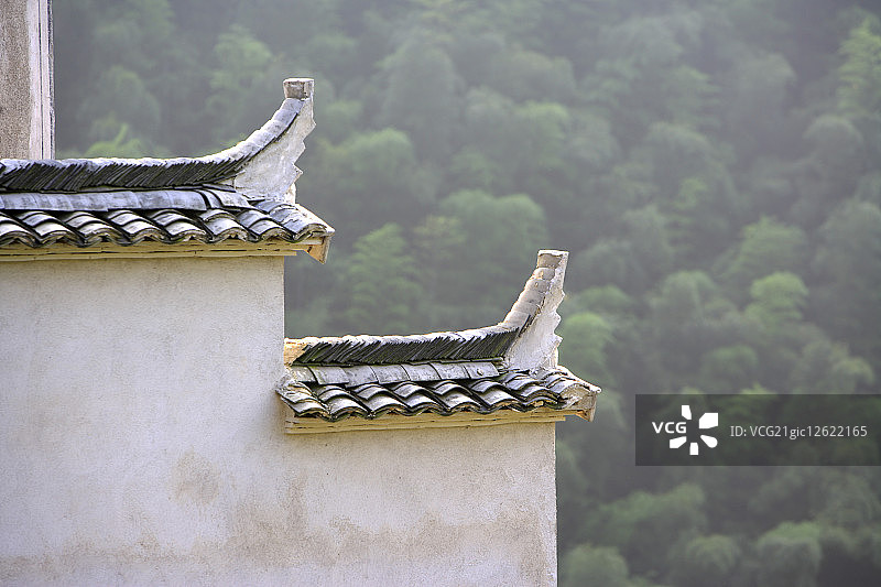 中国,安徽省,木坑竹海,竹坑,黄山风景区,屋檐图片素材
