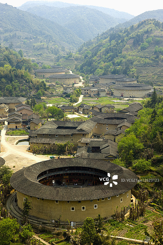 亚洲,中国,福建,南靖县,书洋镇,河坑村,河坑土楼群,图片素材