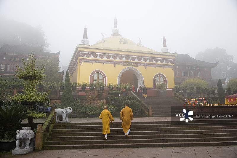 中国,四川省,峨嵋山,万年寺图片素材