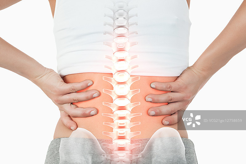 背痛妇女脊椎高光数字合成图图片素材