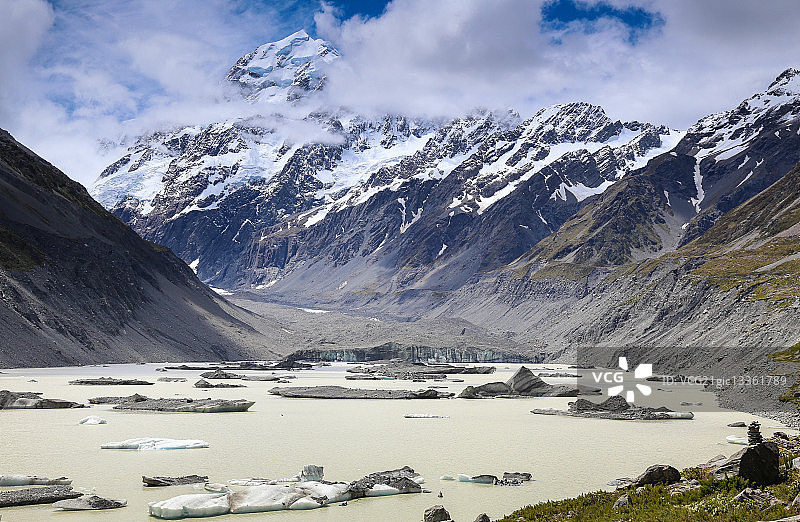 库克山附近的胡克湖图片素材