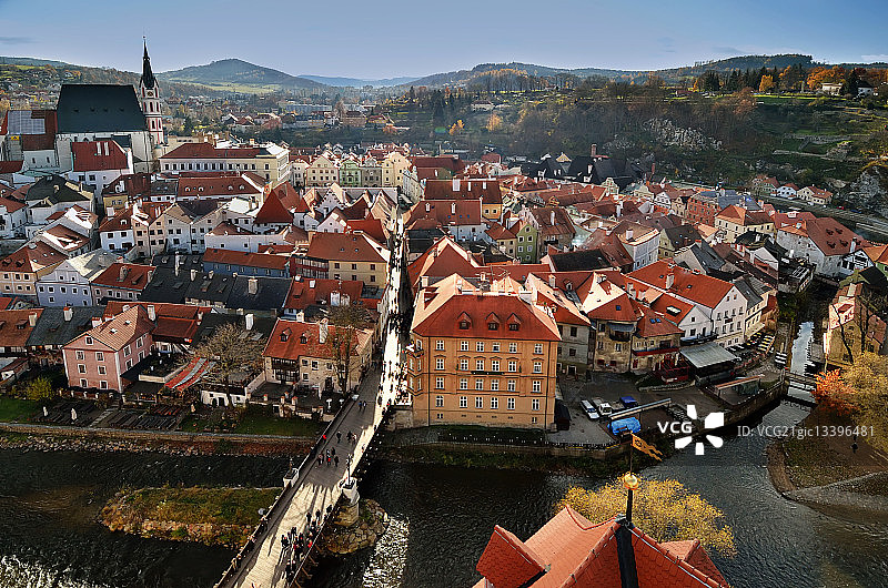 从克鲁姆洛夫塔楼眺望图片素材