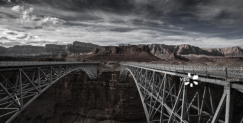美国亚利桑那州大理石峡谷科罗拉多河上的纳瓦霍银桥图片素材