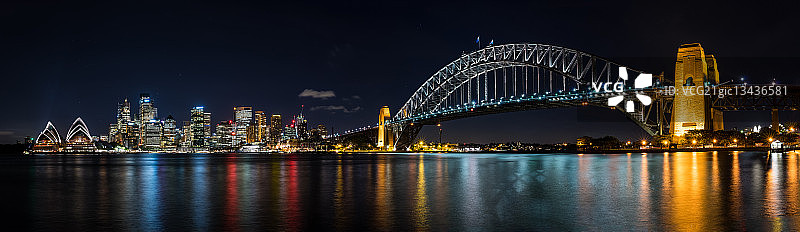 悉尼海港夜景全景图片素材
