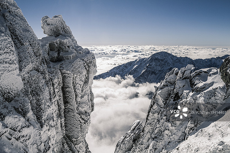 斯洛伐克普雷绍夫洛姆尼茨基峰的高塔特拉山雪山图片素材