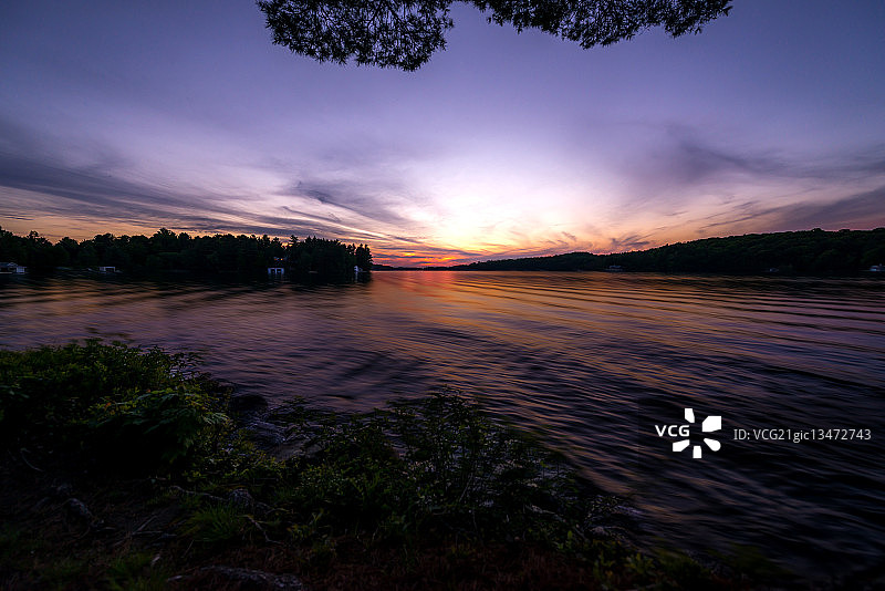 加拿大安大略省马斯科卡湖日落图片素材