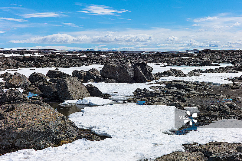 黛提瀑布的石头和冰冻水景观图片素材