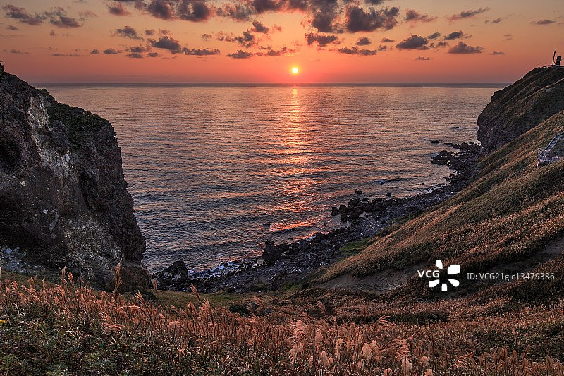 神威岬的日落图片素材