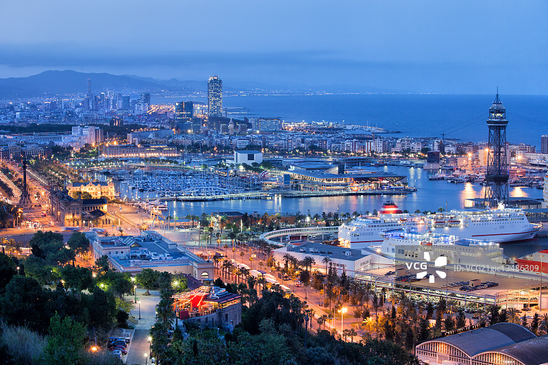 巴塞罗那城市夜景图片素材