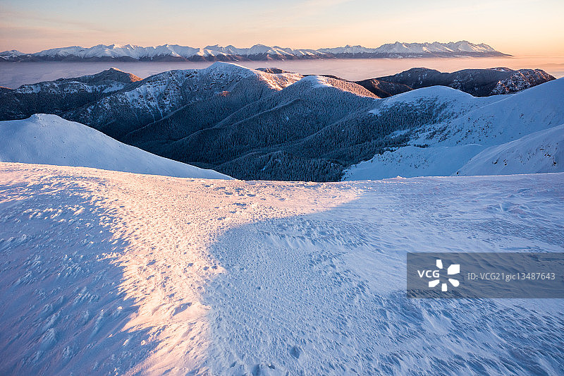 从乔波克山看塔特拉山脉图片素材