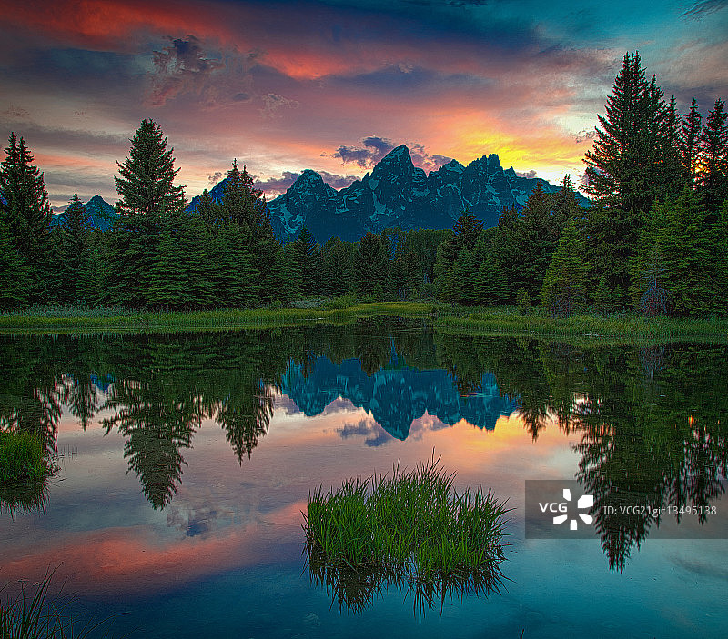 怀俄明州日落时分的施瓦巴赫登陆点图片素材