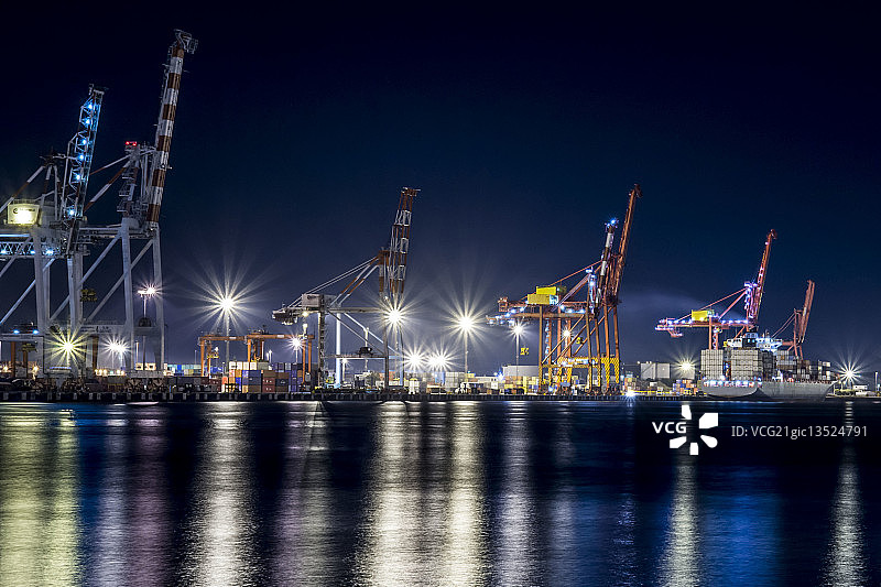 澳大利亚珀斯弗里曼特尔港口夜景图片素材