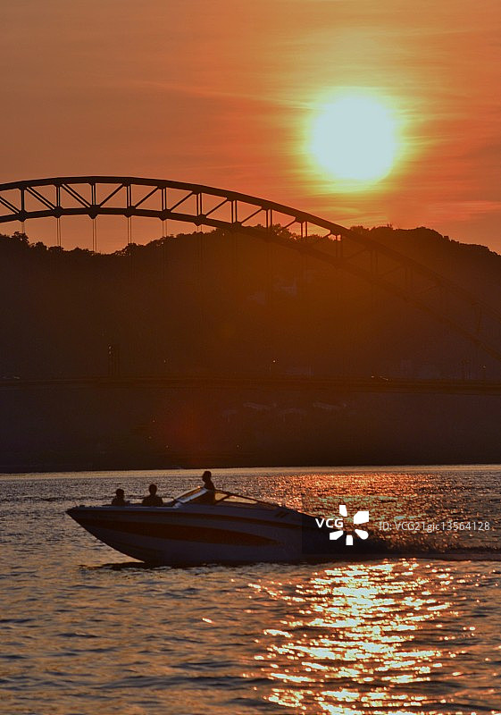 俄亥俄河上的日落游船图片素材