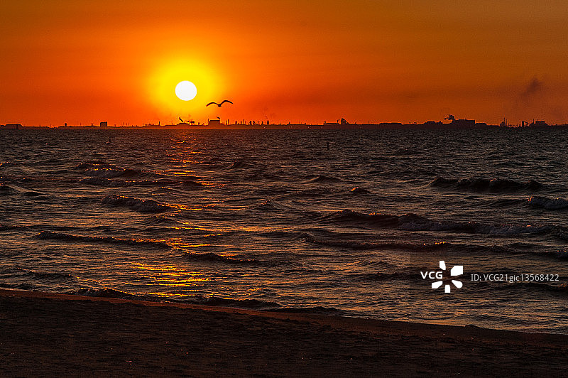 密歇根湖的日落图片素材