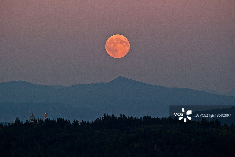 斯诺霍米什的超级月亮升起图片素材