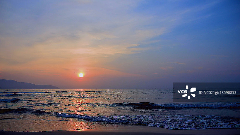 美溪海滩日出图片素材