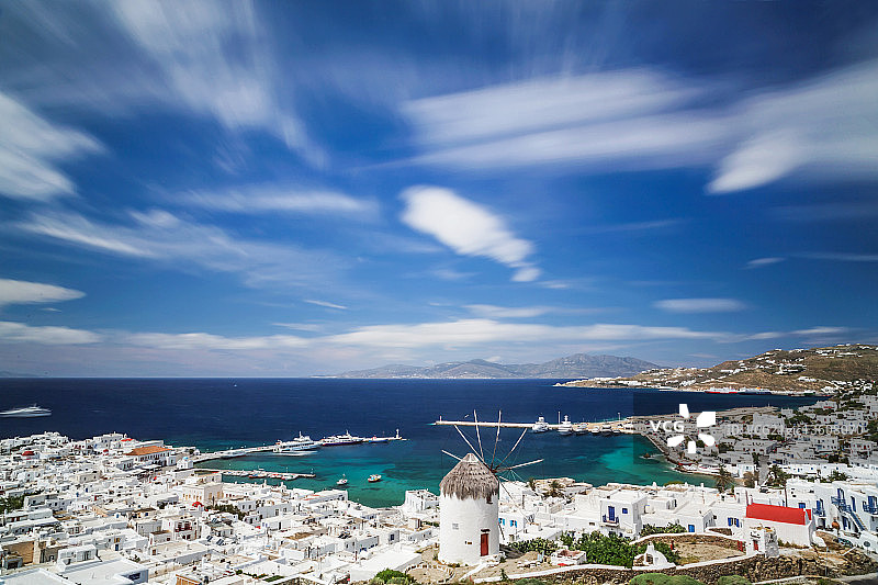 米科诺斯岛长曝光摄影图片素材