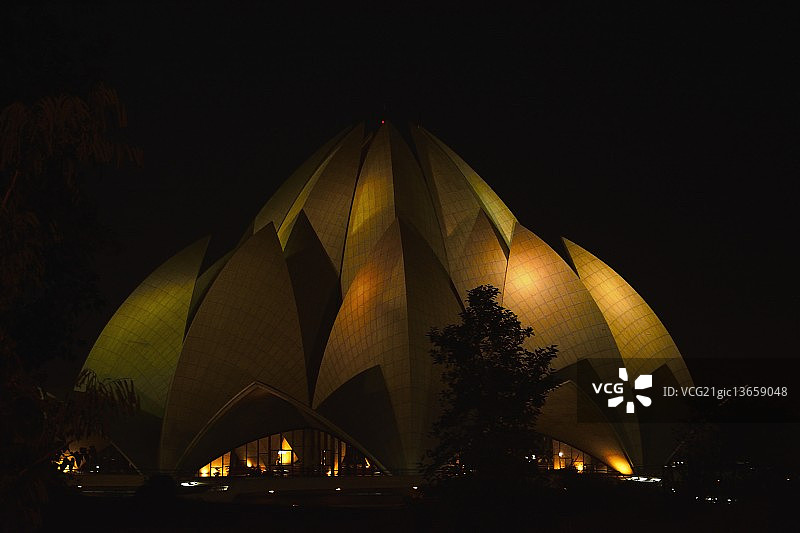 新德里莲花寺（夜景）图片素材