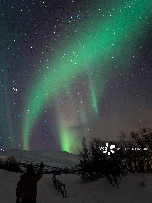 瑞典阿比斯库国家公园的北极光图片素材