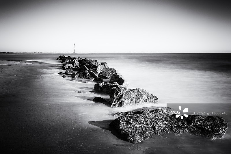 莫里斯岛灯塔单色照片图片素材