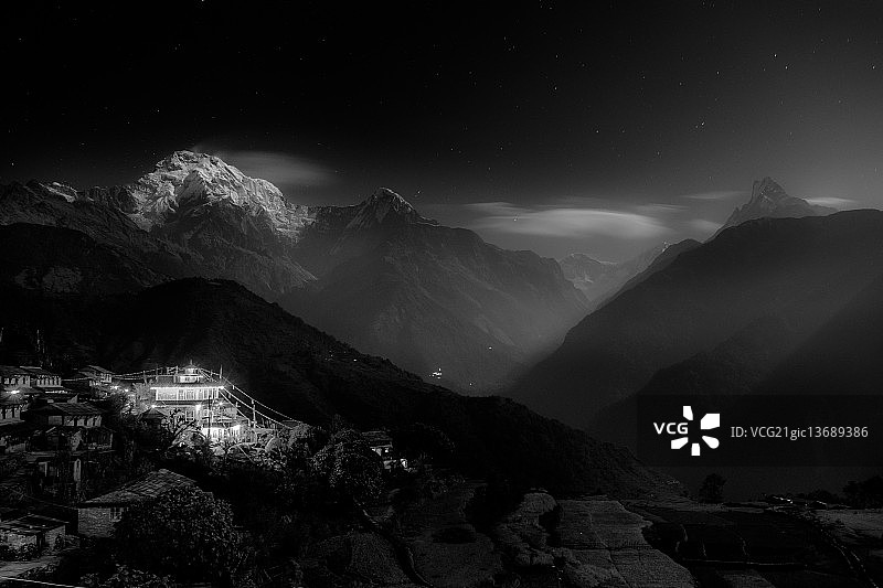 喜马拉雅山月光图片素材