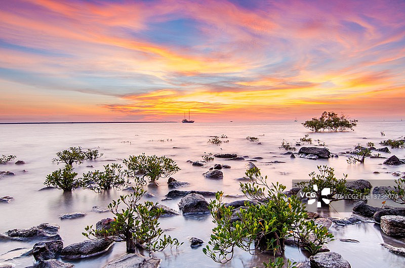 达尔文明迪尔海滩的日落图片素材