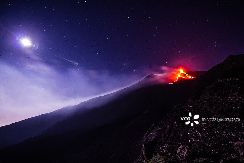 埃特纳火山爆发图片素材