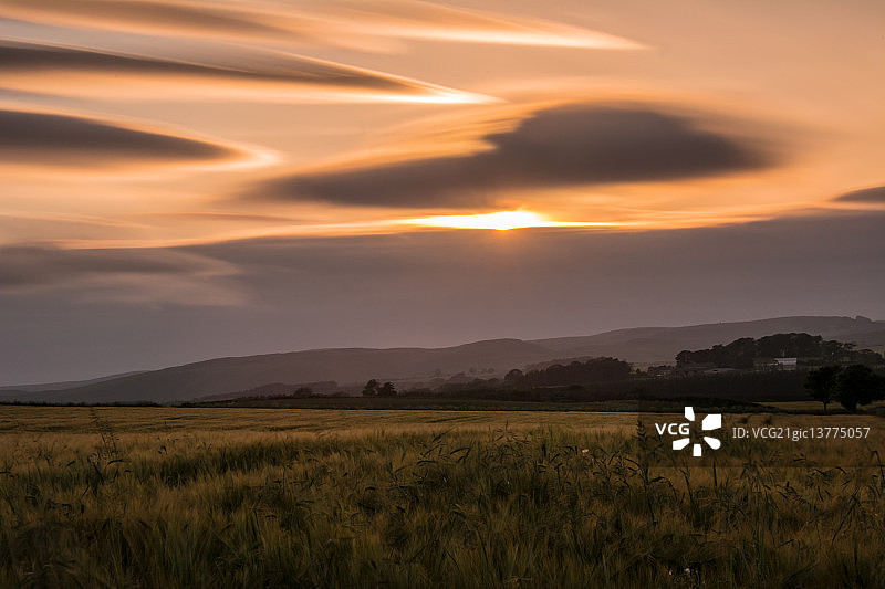 诺森伯兰郡日落图片素材