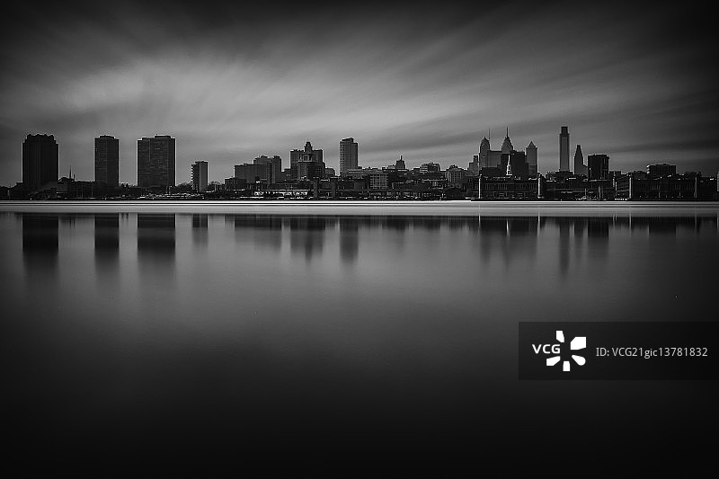 费城冬季天际线图片素材