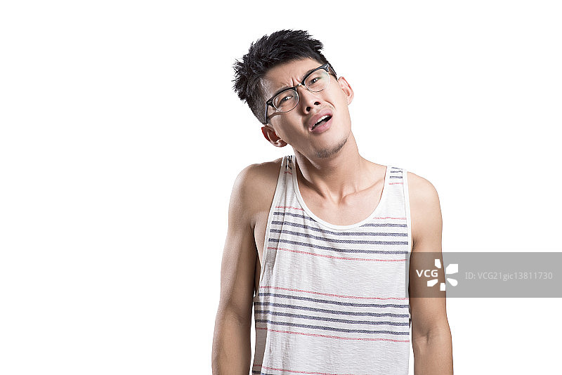 Portrait of young man irritated图片素材