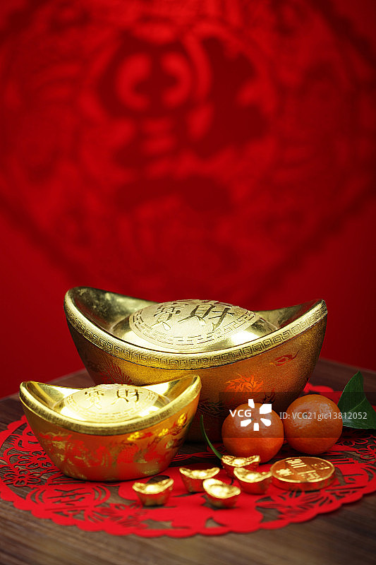 金元宝与橘子图片素材