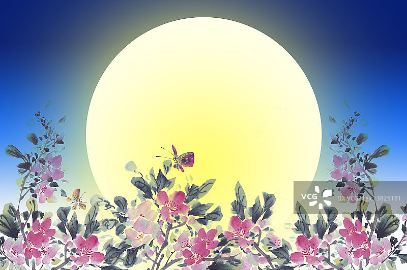 ,国画,中秋节,月亮,图片素材