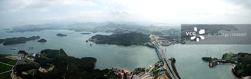 珍岛郡鸟岛木桥全景（全罗南道）图片素材