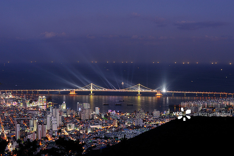 釜山广安大桥与金莲山图片素材