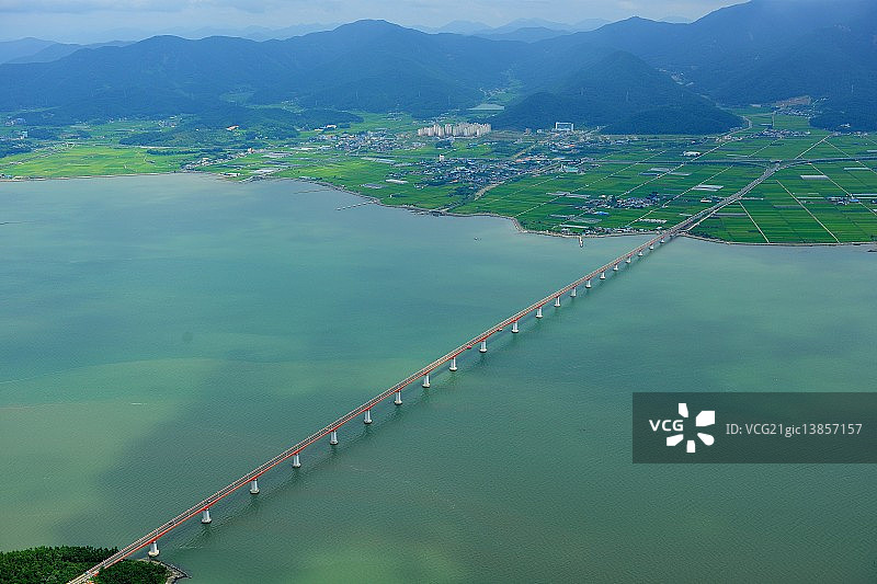 泗川大桥，庆尚南道泗川市图片素材