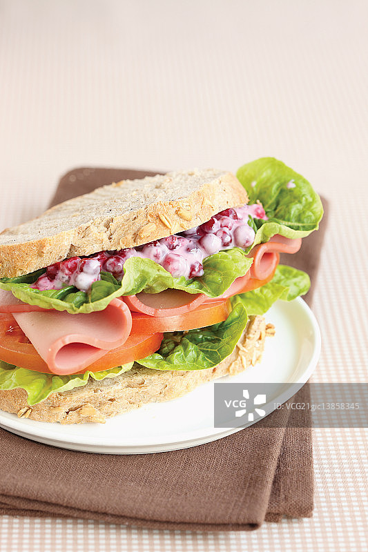酸奶蔓越莓酱火鸡胸肉三明治图片素材