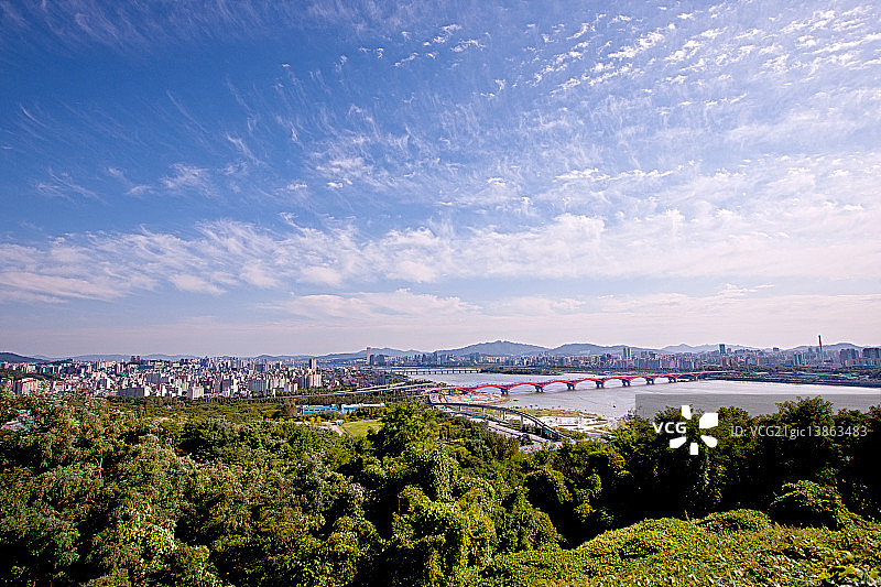 城山大桥、天空公园，首尔汝矣岛图片素材