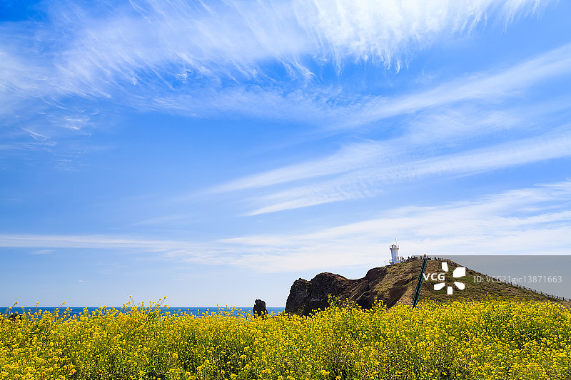灯塔，涉地岬，济州岛图片素材