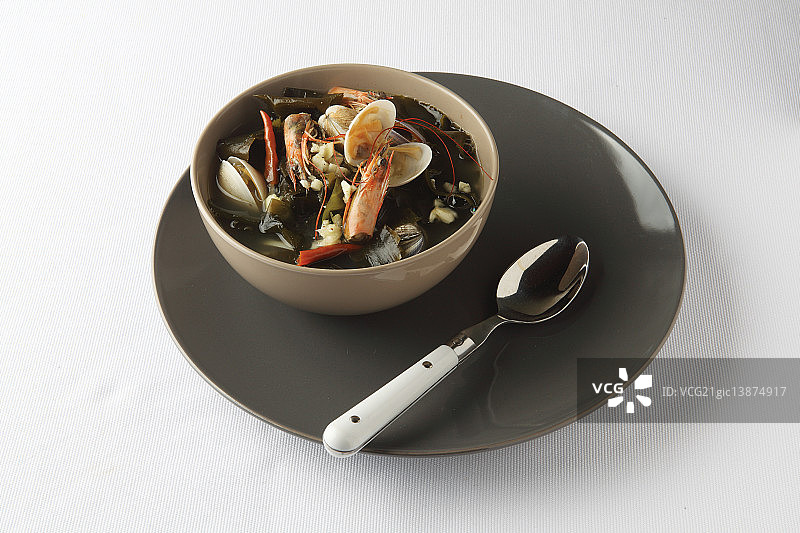 蛤蜊海藻汤图片素材