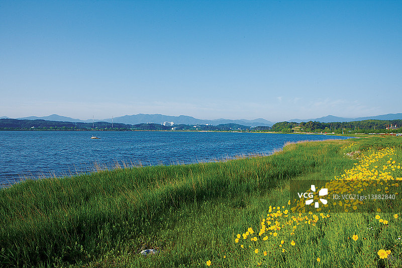 江原道江陵镜浦湖风光图片素材
