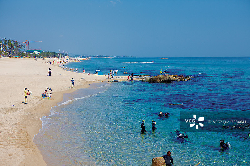 韩国江原道江陵镜浦海滩图片素材