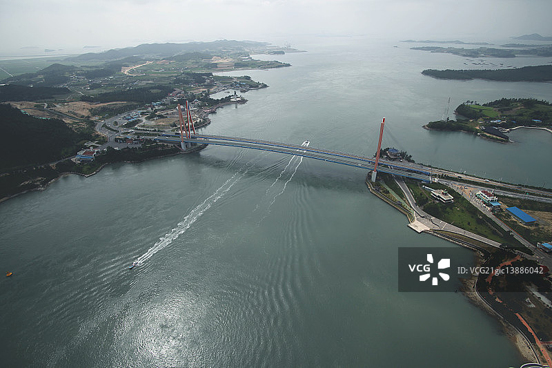 珍岛郡鸟岛木桥全景（全罗南道）图片素材