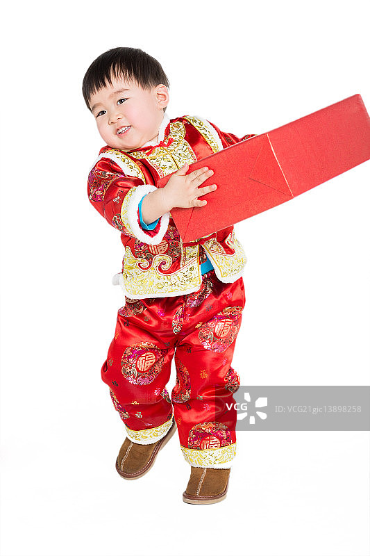 小男孩和礼物图片素材