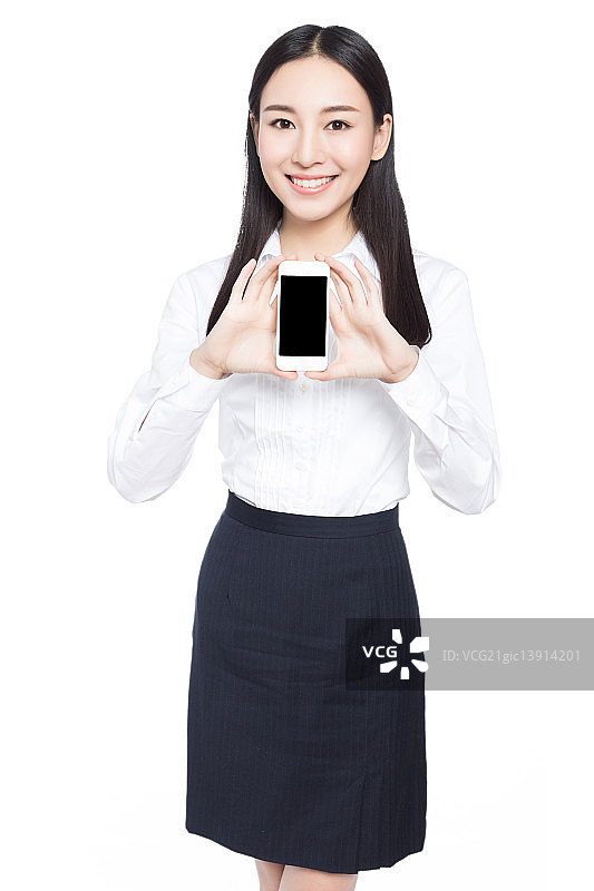 女孩展示手机图片素材