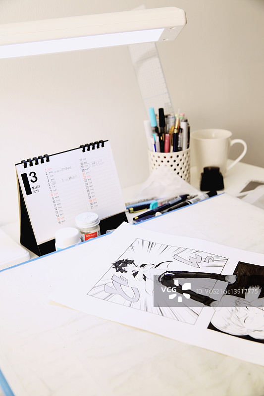 日本漫画艺术家工作室图片素材