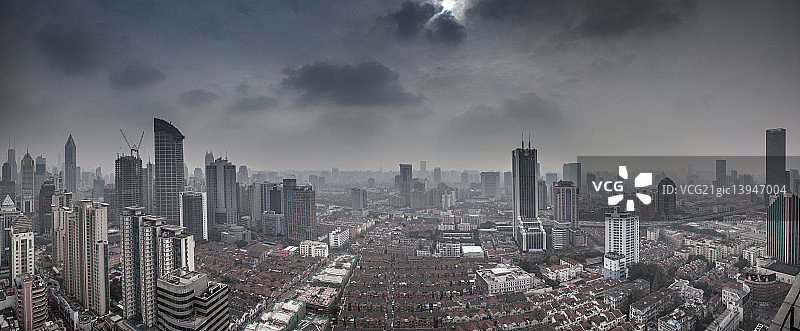 城市雾霾全景图片素材