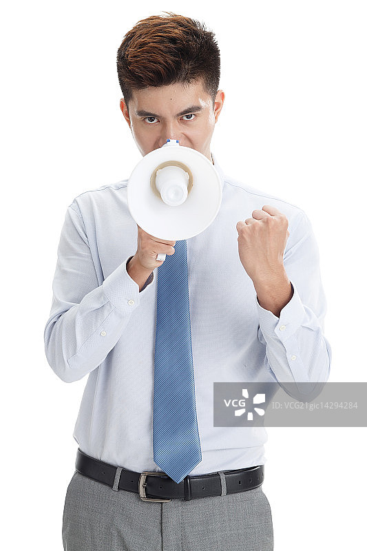 青年男人拿着扩音器图片素材