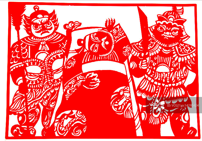 剪纸-腊月二十九贴门神图片素材