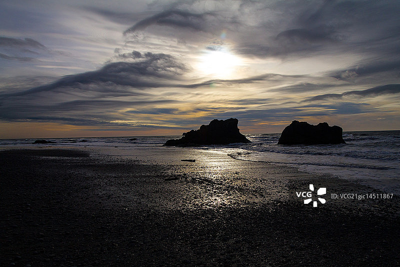 红宝石海滩的日落图片素材